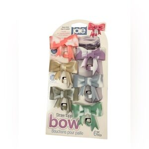 Joie Bow Straw Toppers Set of 6